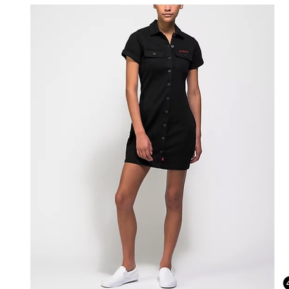 Dickies Dresses & Skirts - Dickies Dress - black worker dress short sleeve mini button front